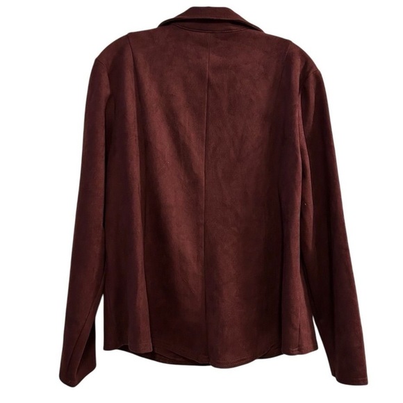 Style & Co Women's XL Maroon Wine Color Faux Suede Moto Jacket - Picture 3 of 7
